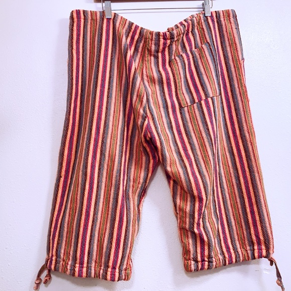 Lobos Del Mar Men’s Hand Loomed Cotton Colorful Striped Shorts Size Extra Large - Picture 2 of 4